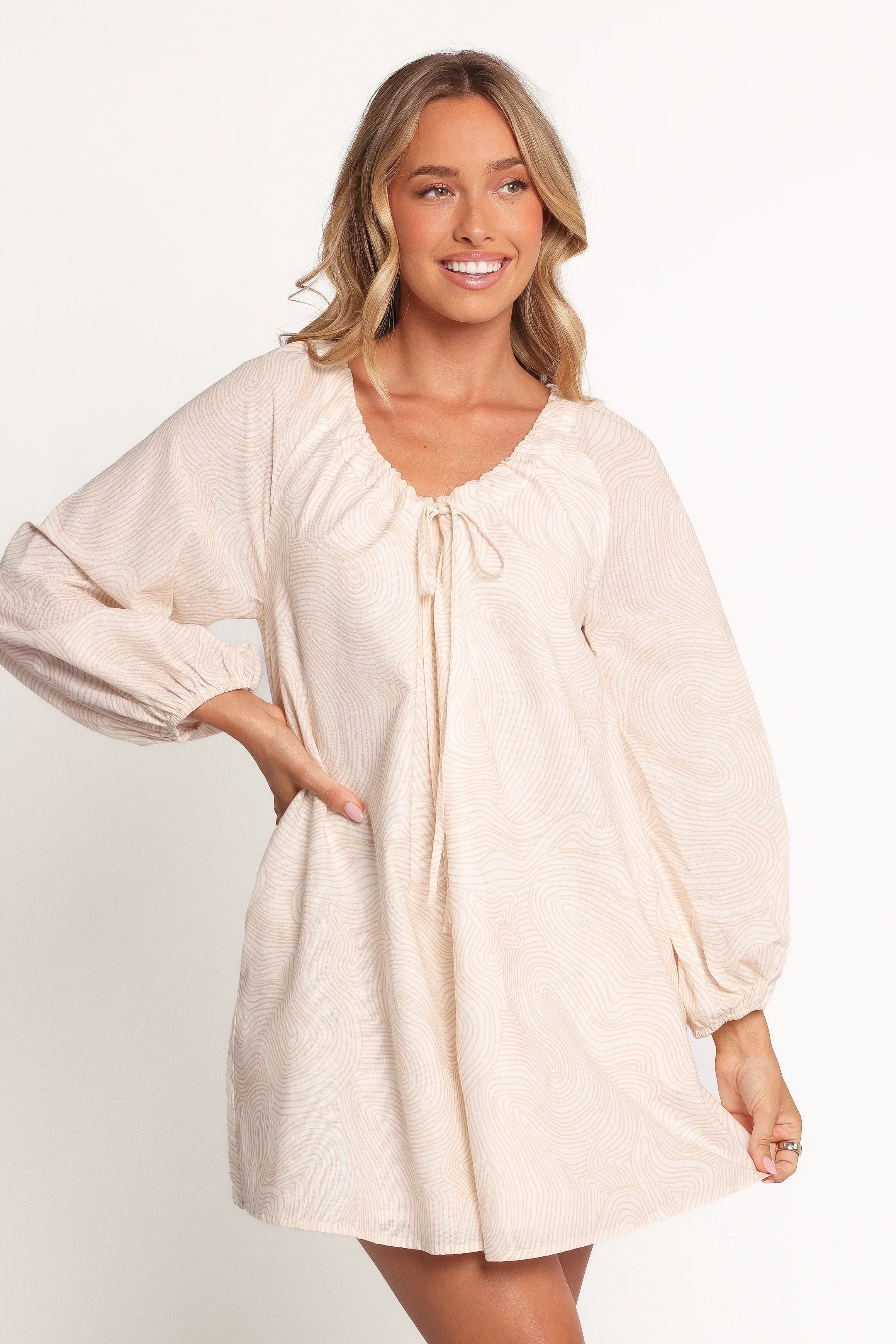 Walker Smock Mini Dress Tan Swirl