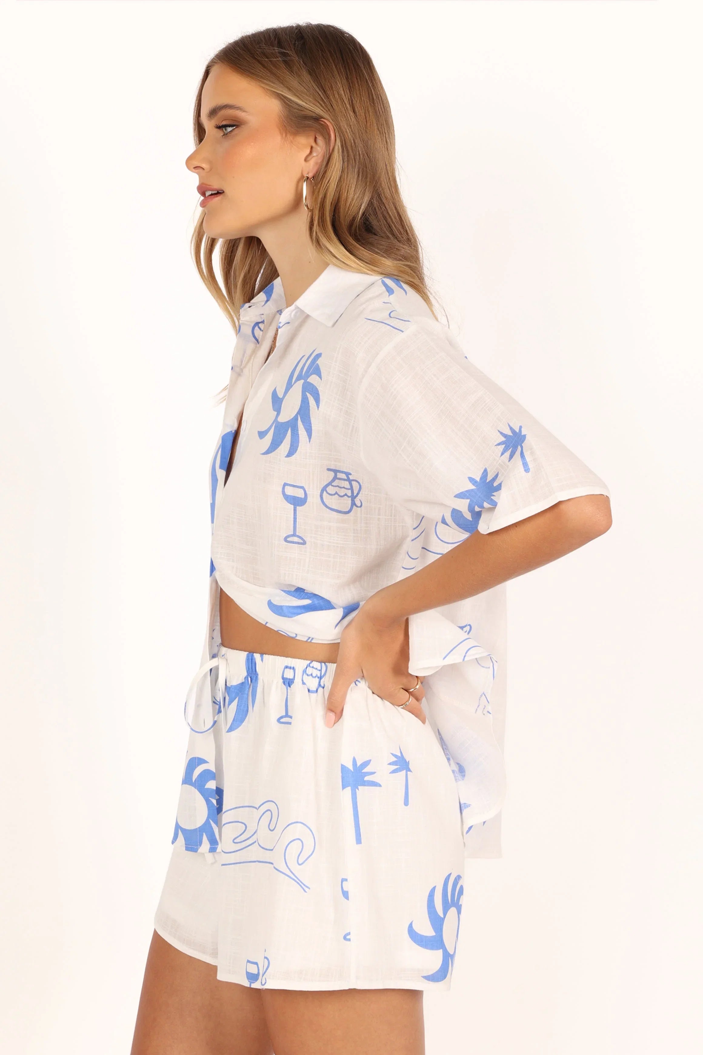 Sun Wave Short Set White Blue