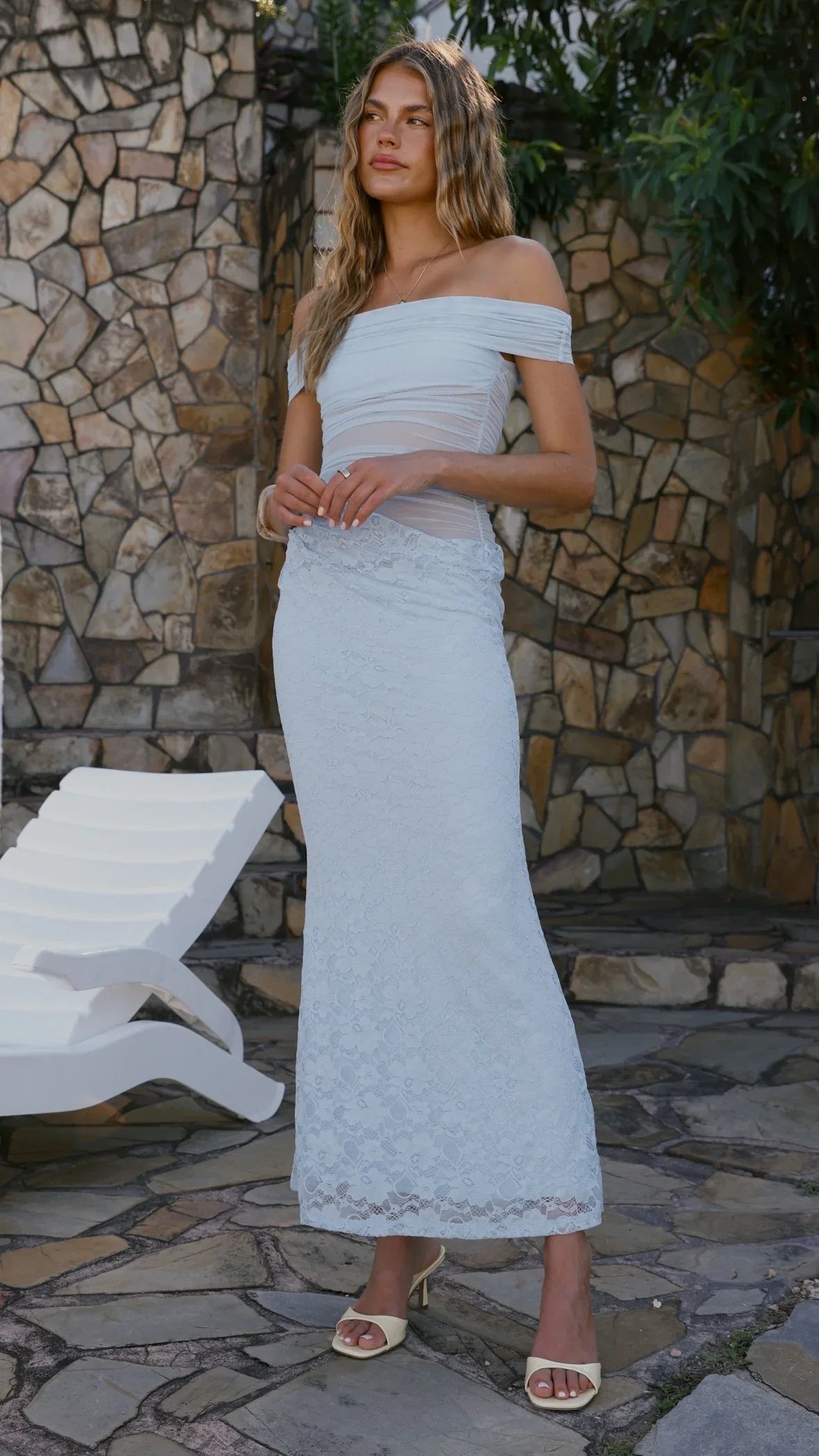 Tiarna Off The Shoulder Maxi Dress Blue