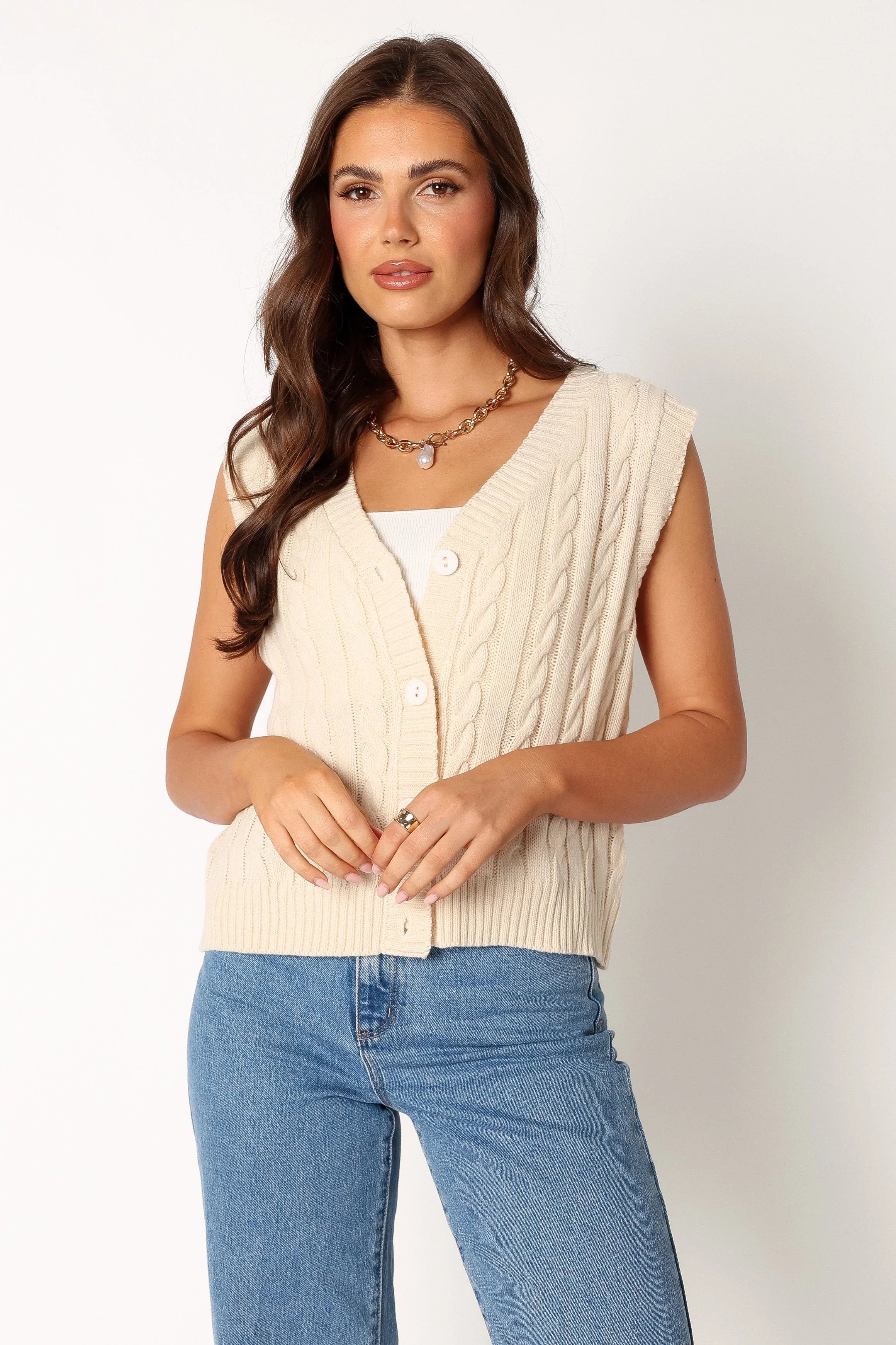 Kyle Knit Vest Cream