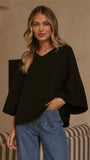 Paisley V Neck Knit Black