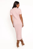 Aisha Short Sleeve Knit Midi Dress Pink