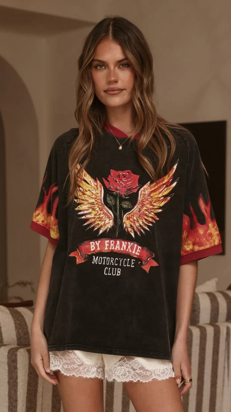 Mayhem Oversized T Shirt Black Red