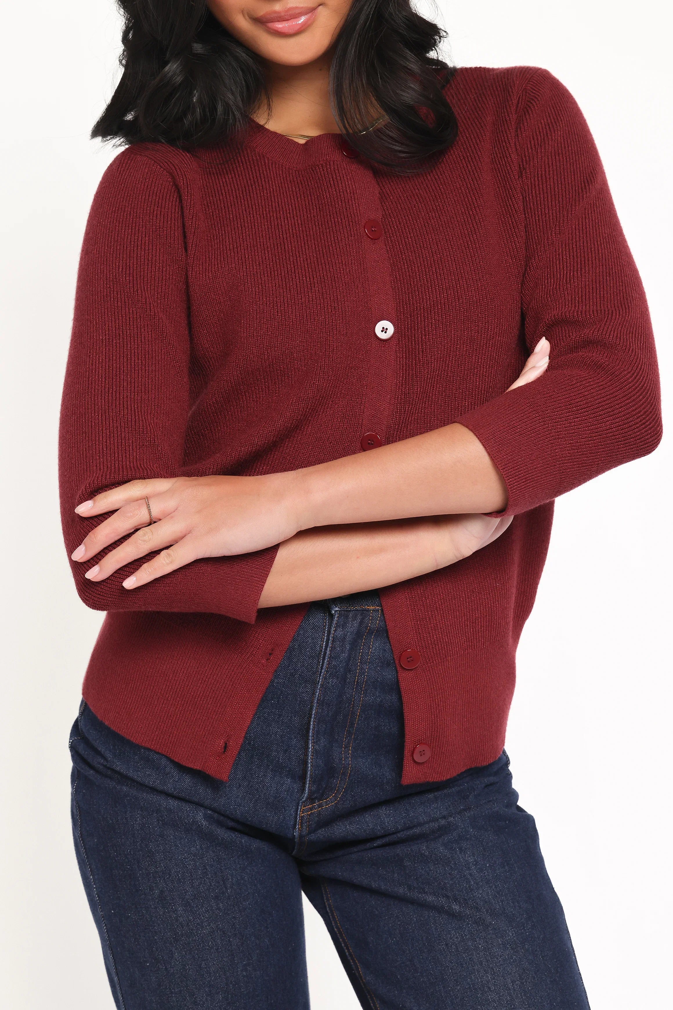 Cataline Button Front Top Wine