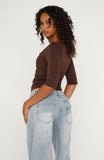 Little Bit Of Everything 3 4 Sleeve V Neck Top Chocolate