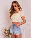 Benetta Peasant Puff Sleeve Cotton Crop Top