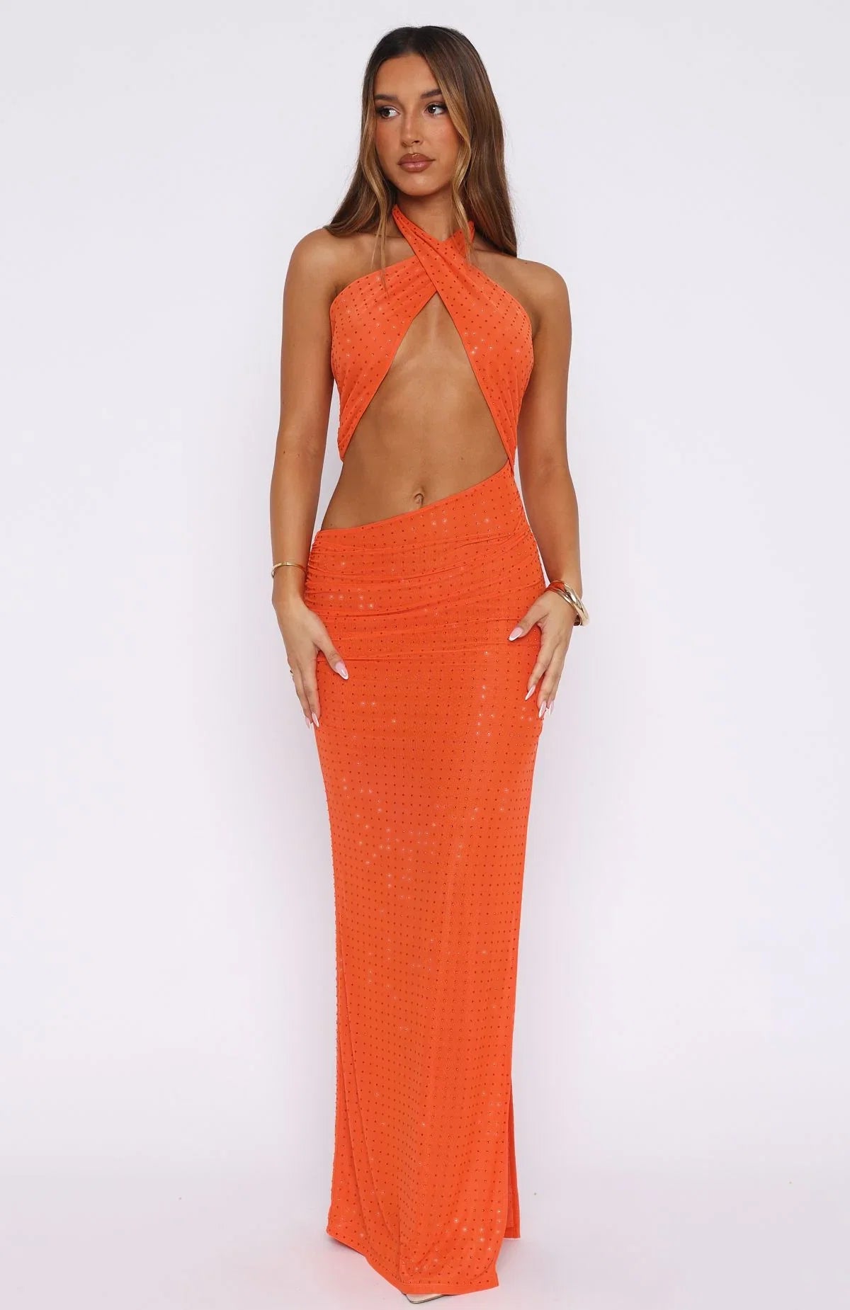 The One Halter Maxi Dress Orange