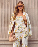Honey Morning Floral Belted Peplum Top