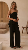 Zabrina Semi Sheer Strapless Top and Pants Set Black