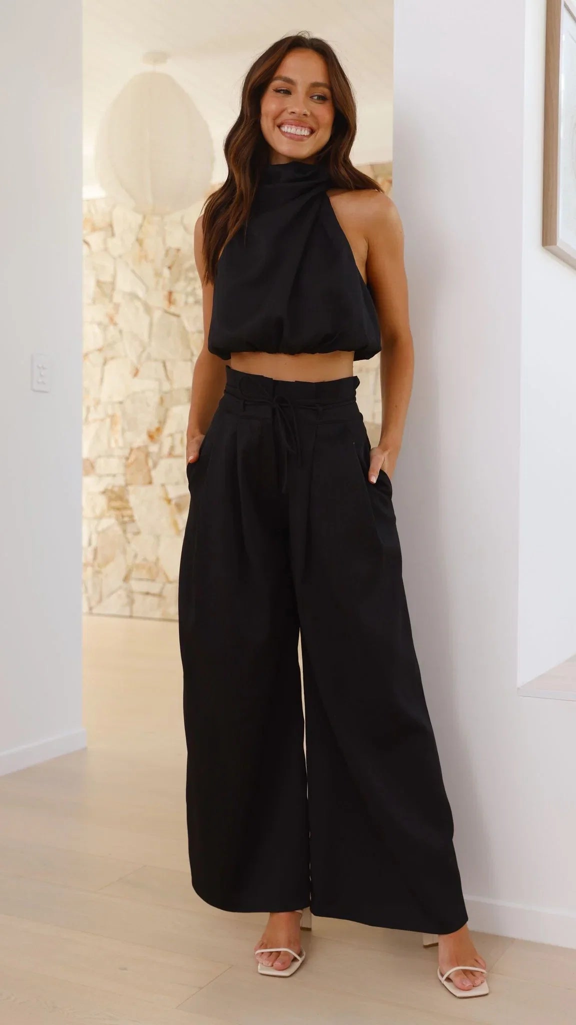 Melinda High Waist Pants Black