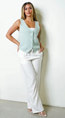 Reena Linen Straight Leg Pants White