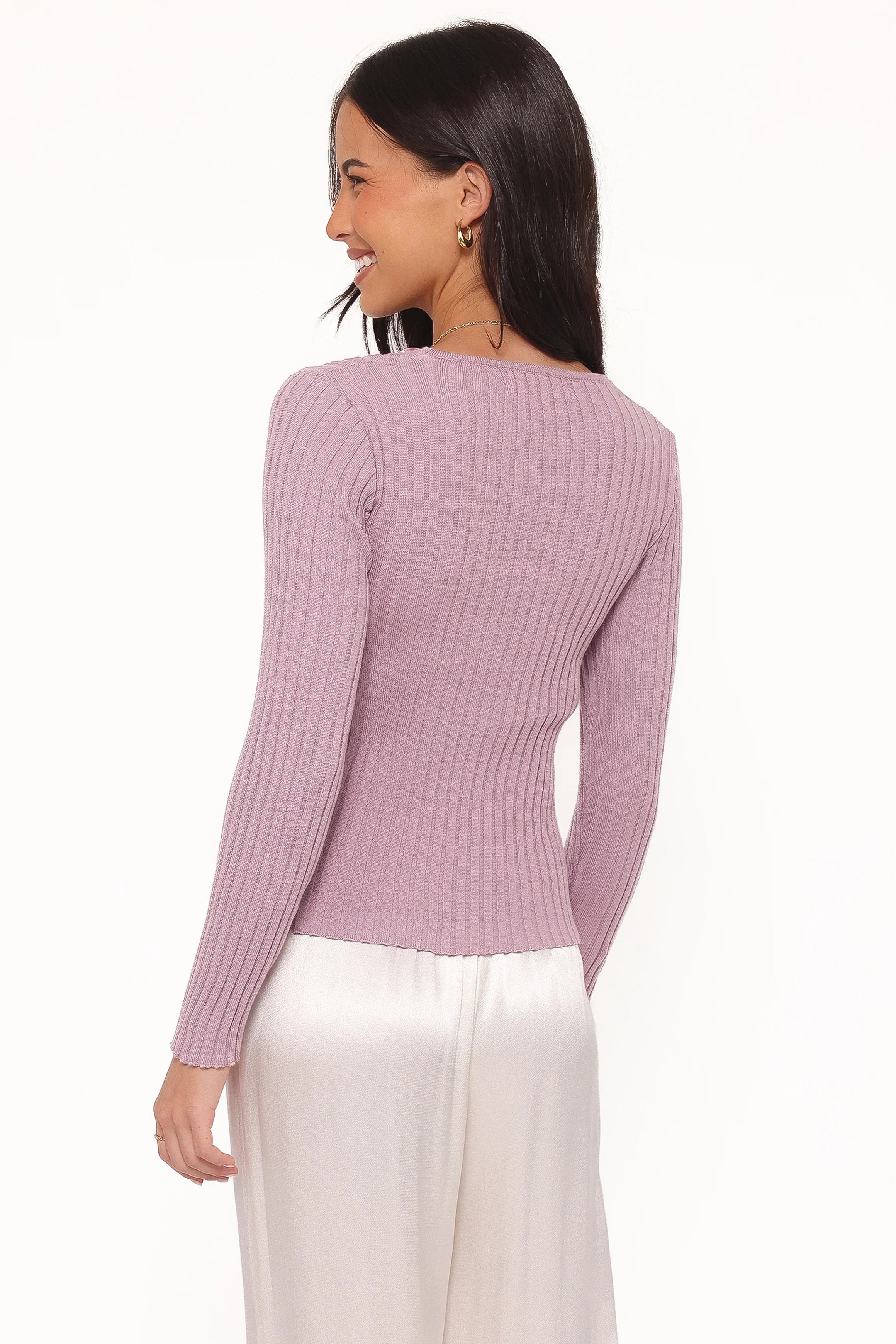 Demi Twist Detail Knit Top Lavender