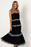 Chanty Tiered Midi Dress Black Gingham
