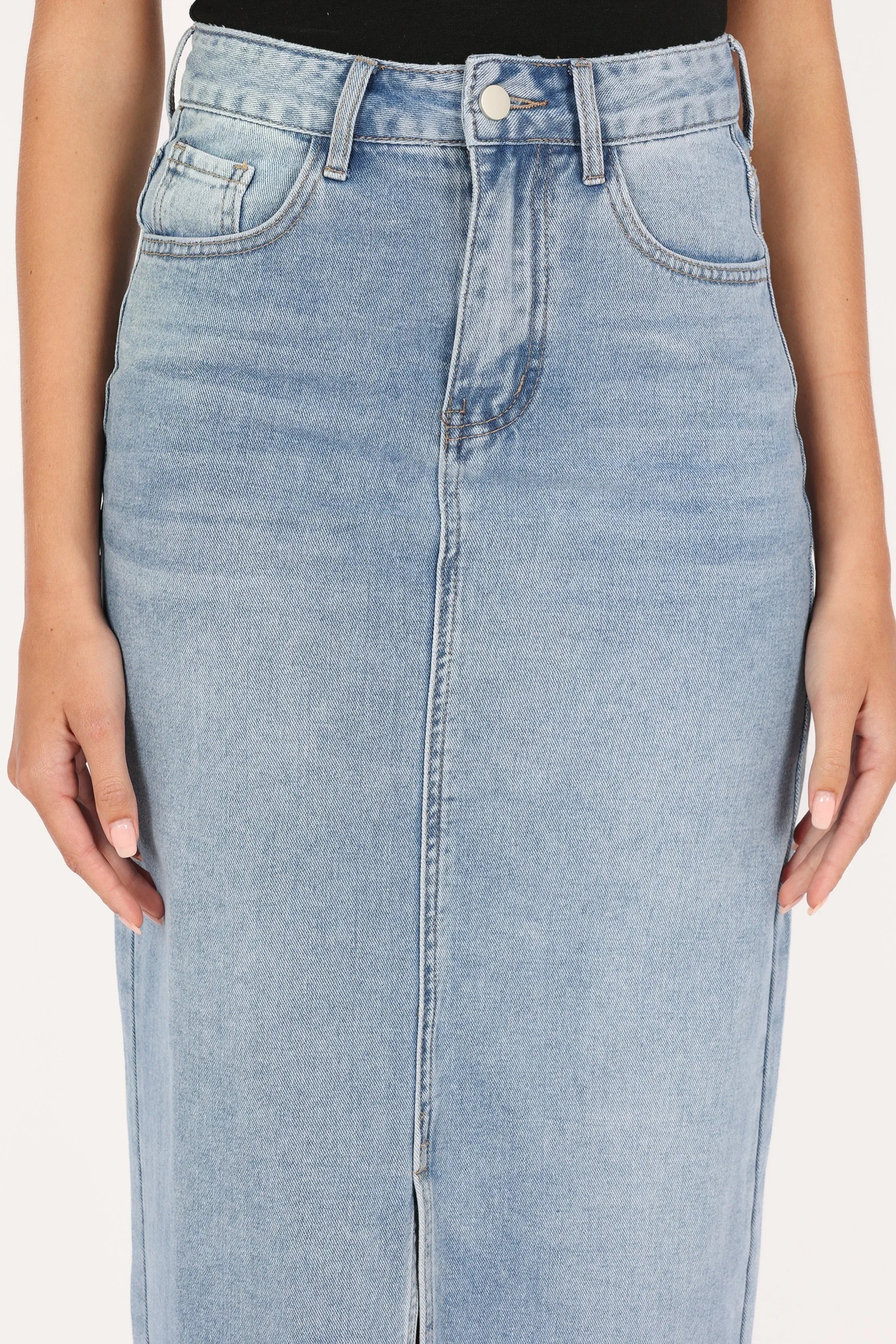Dana Denim Midi Skirt Blue Wash