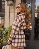 Chai Latte Plaid Mini Shirt Dress
