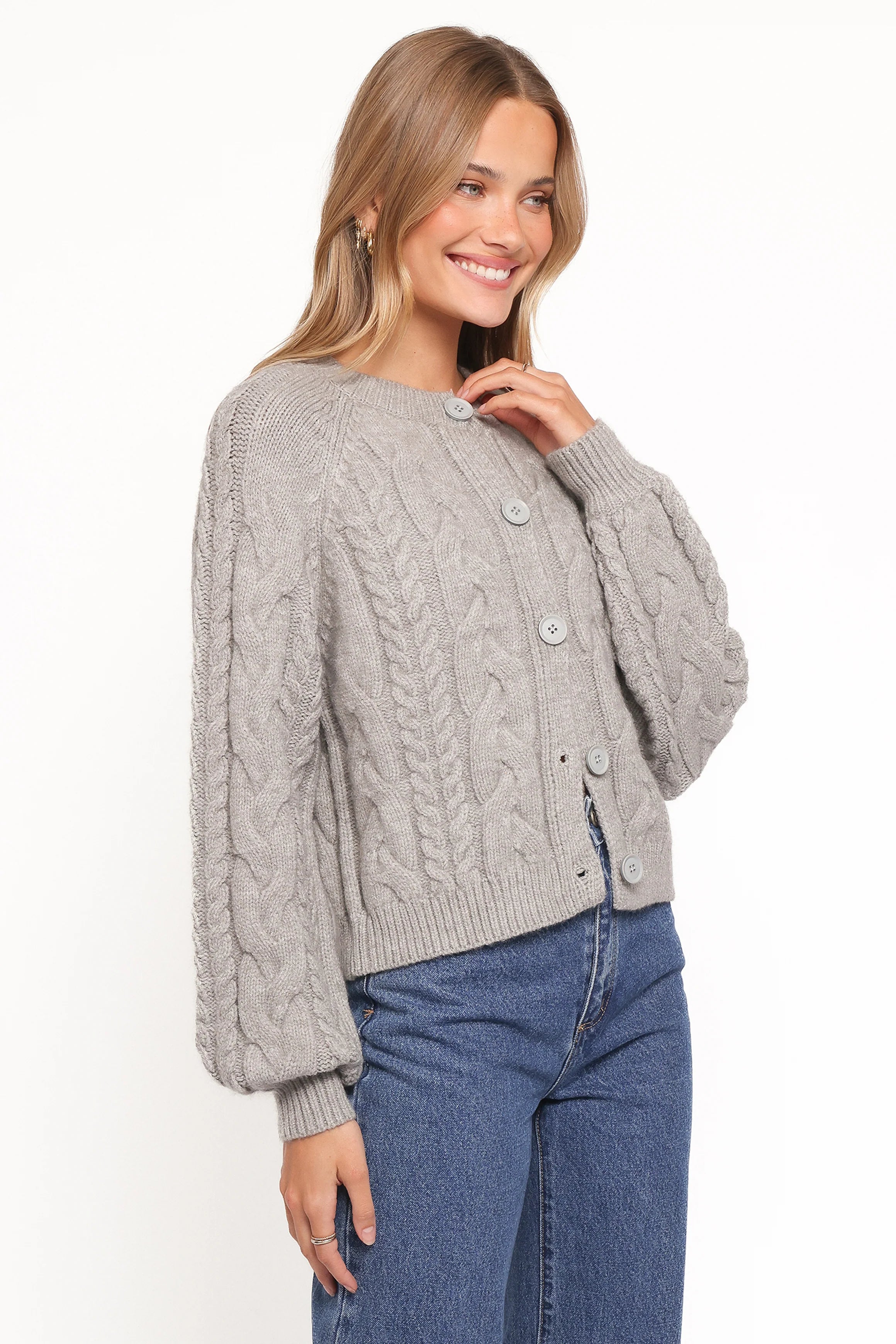 Nika Cable Knit Cardigan Grey