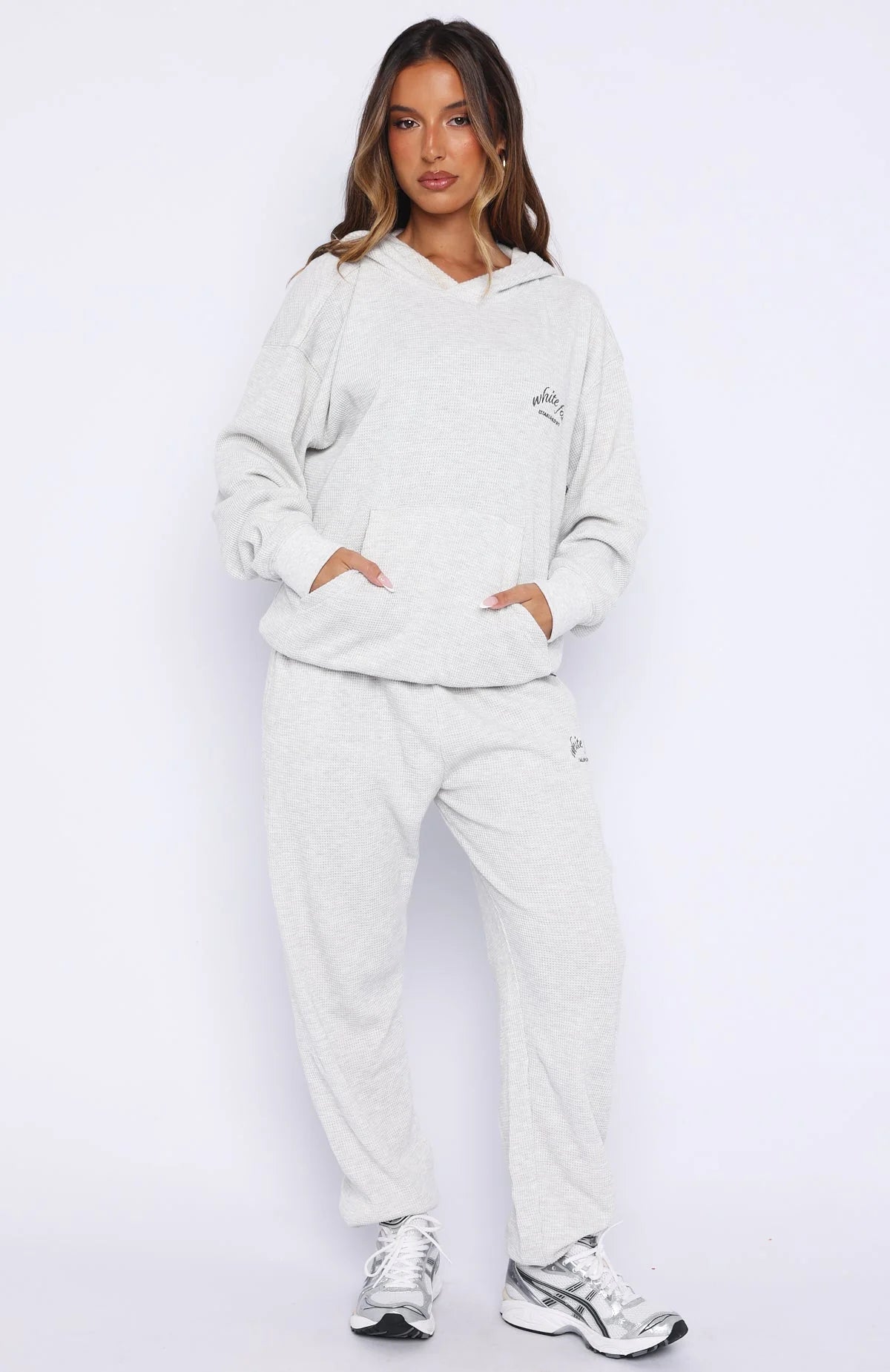 Moving Out Waffle Oversized Hoodie Light Grey Marle