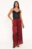 Viola Drawstring Wide Leg Pant Wine