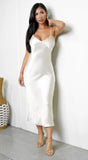 Lai Satin Midi Dress Cream