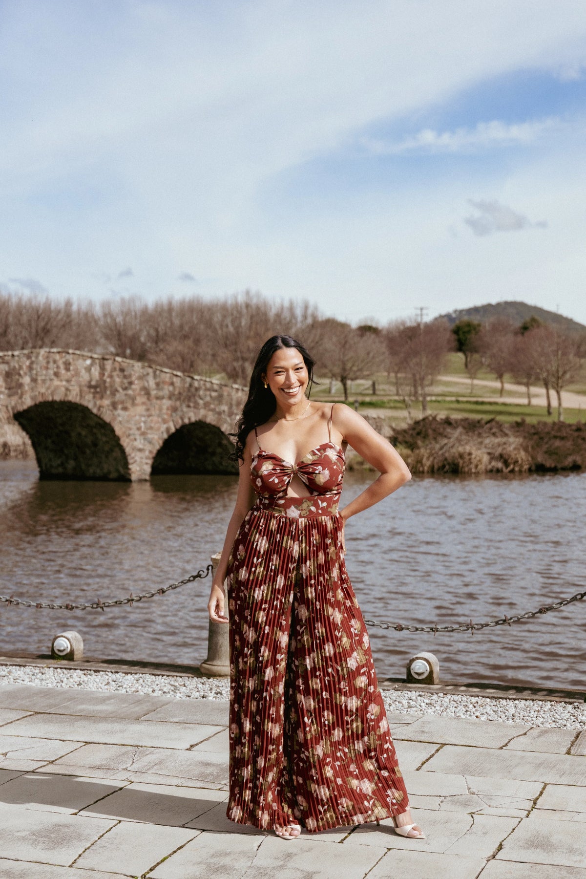 Alice Wide Leg Jumpsuit Brown Floral