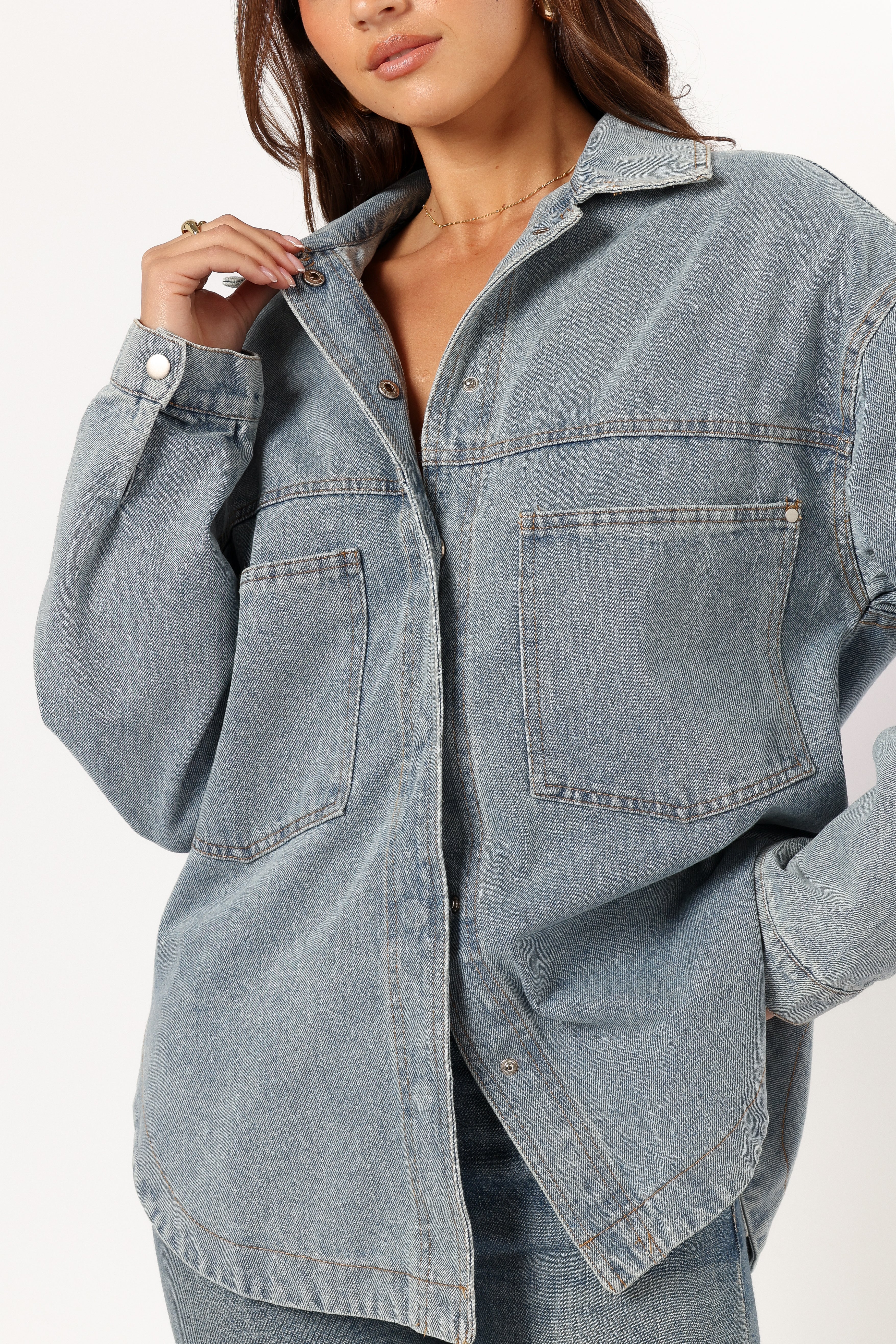 Cassie Oversized Denim Shacket Blue