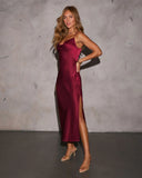 Magical Moment Cowl Neck Satin Midi Dress