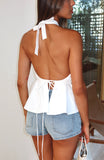 Hi Hunny Halter Top White