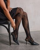 Noir Envy Floral Lace Tights