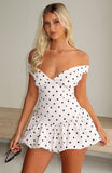 The Moment I Met You Mini Dress Cream Black Polka Dot