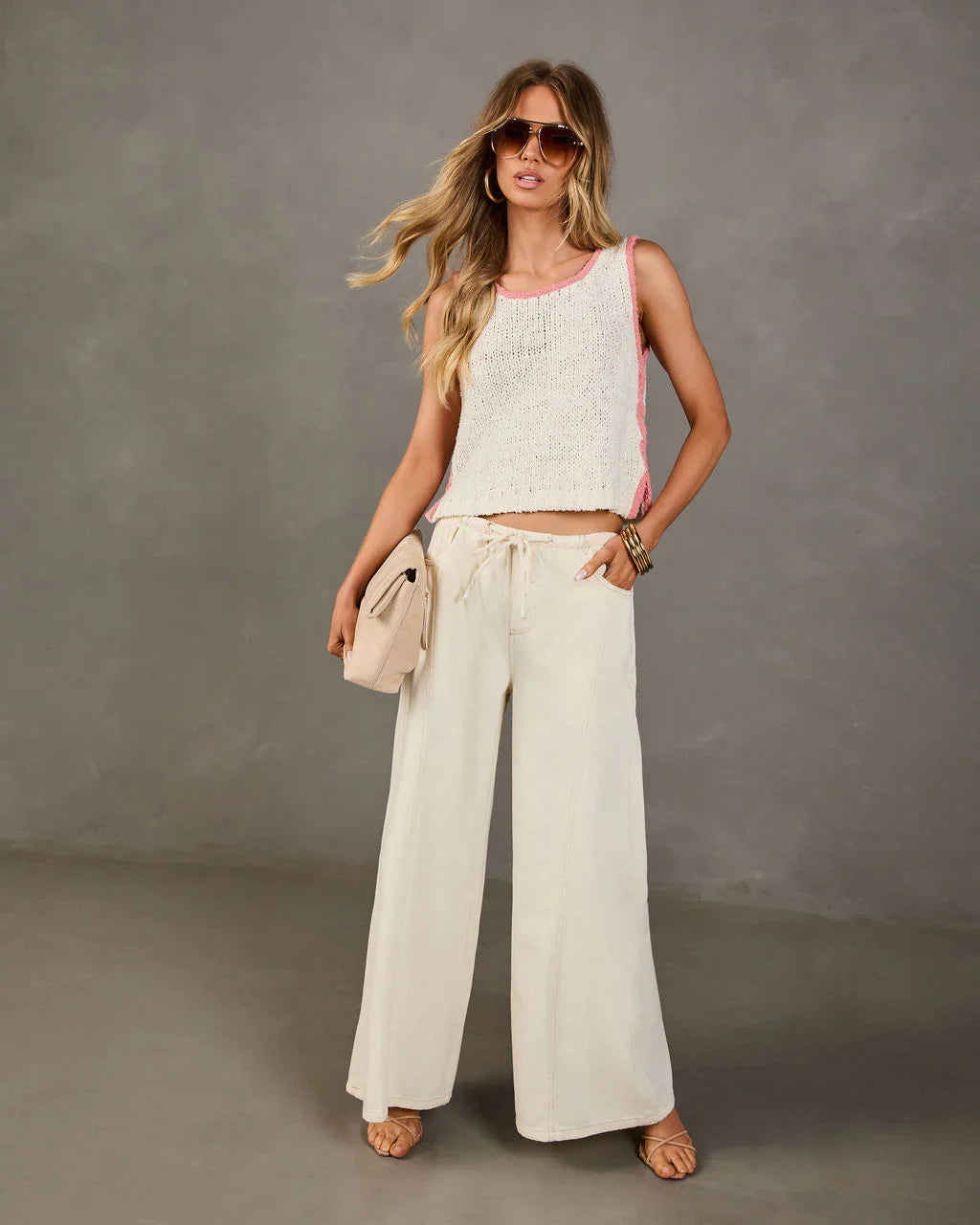 Darling Edge Knit Contrast Trim Top