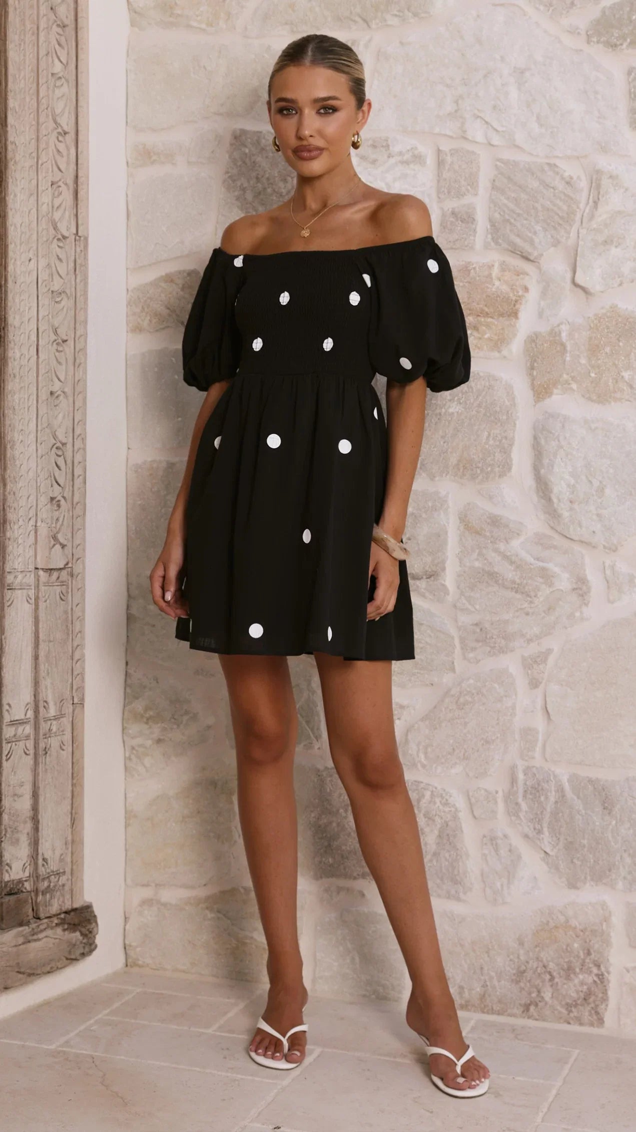 Marissa Mini Dress Black Polka