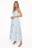 Marcelline Maxi Dress Blue Brocade