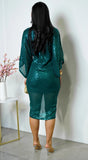 Maryla Front Twist Sequin Midi Dress Green