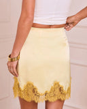 Sincerely Mine Satin Lace Trim Mini Skirt