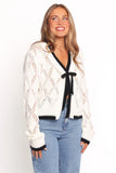 Lainy Bow Tie Font Cardigan Cream