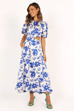 Aminah Puff Sleeve Dress Blue Floral