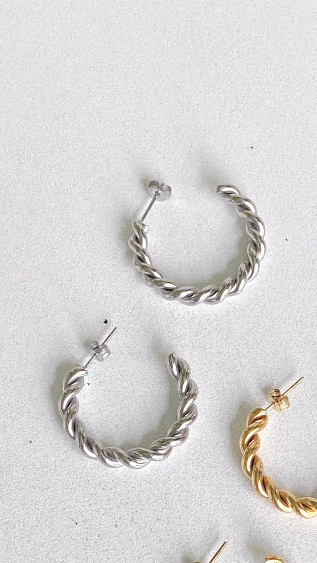 Twist Hoop Earrings Silver