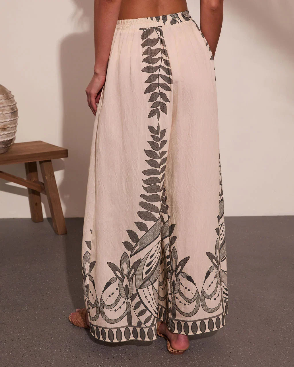 Riviera Nights Tropical Paisley Print Wide Leg Pants