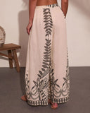 Riviera Nights Tropical Paisley Print Wide Leg Pants