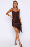 Behind The Light Lace Mini Dress Chocolate