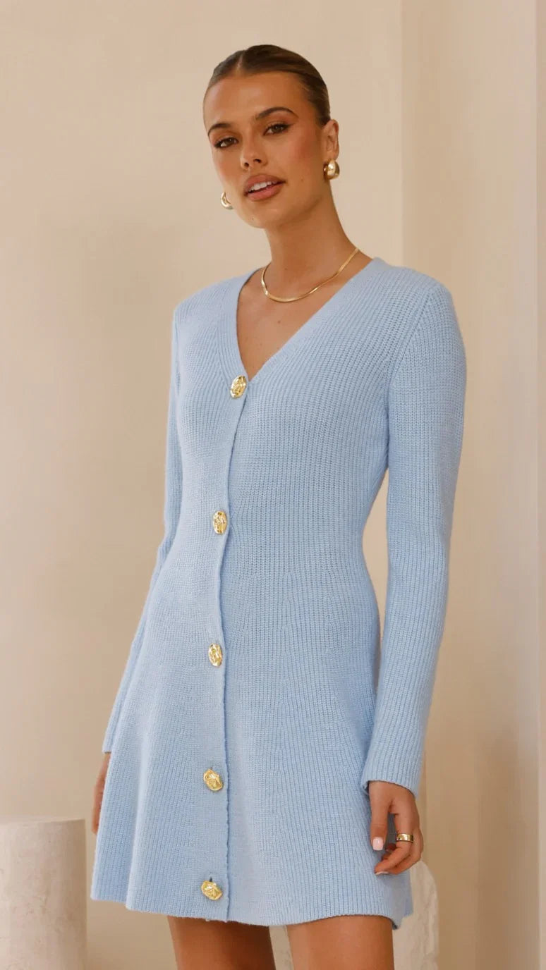 Catarina Long Sleeve Mini Dress Blue