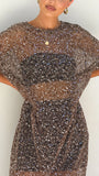 Zinnia Sequins Maxi Dress Mocha