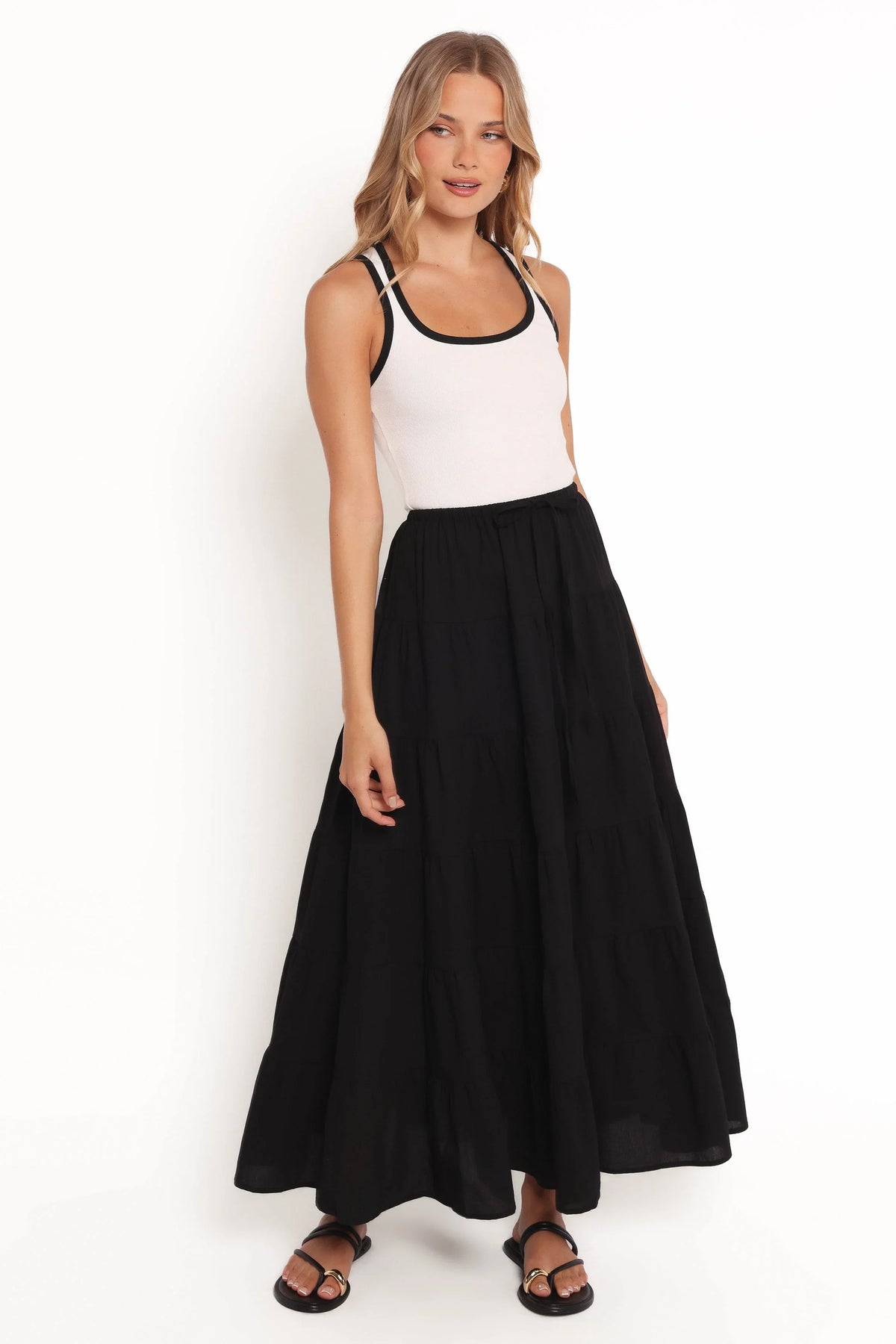 Archy Tiered Maxi Skirt Black