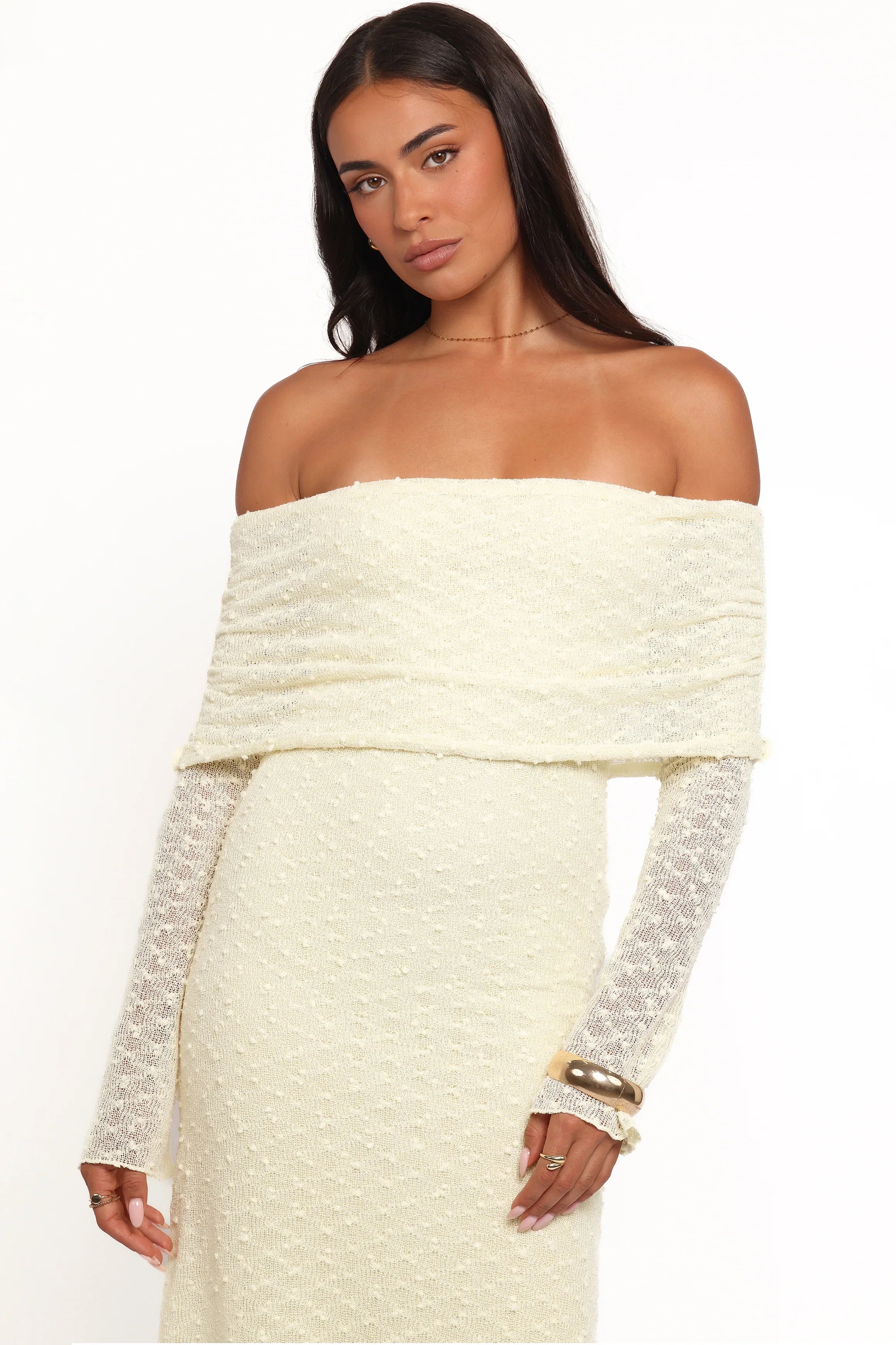 Wilma Off Shoulder Dress Butter Yellow