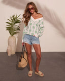 Palm Dream Graphic Knit Sweater
