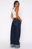 Charlotte Mid Rise Wide Leg Jeans Dark Indigo
