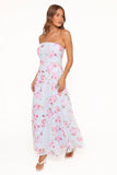 Vegas Strapless Maxi Dress Blue Floral