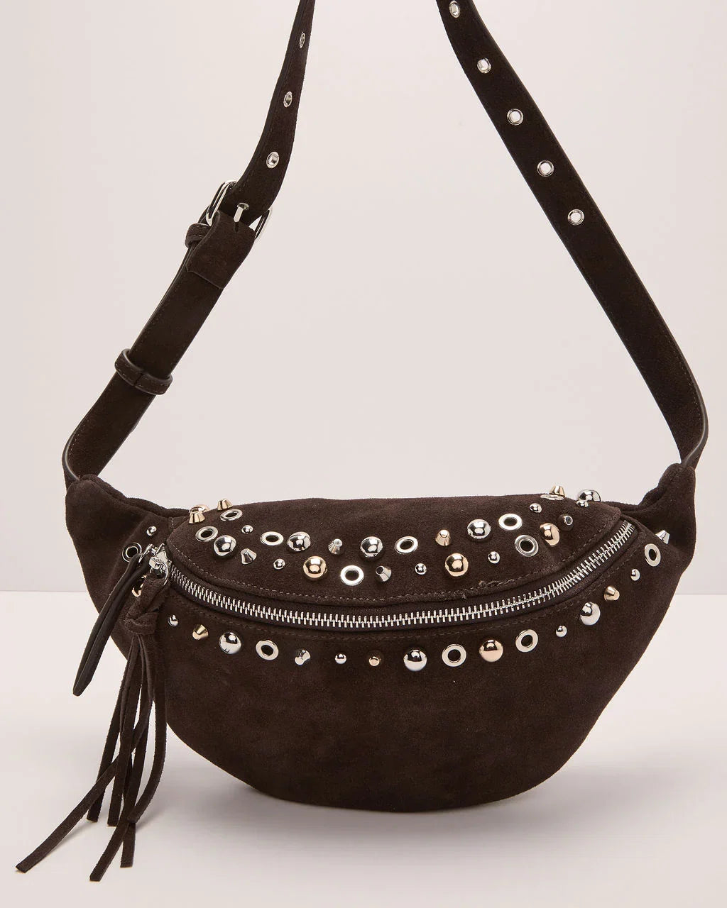 Canyon Glow Faux Suede Studded Belt Bag