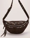 Canyon Glow Faux Suede Studded Belt Bag