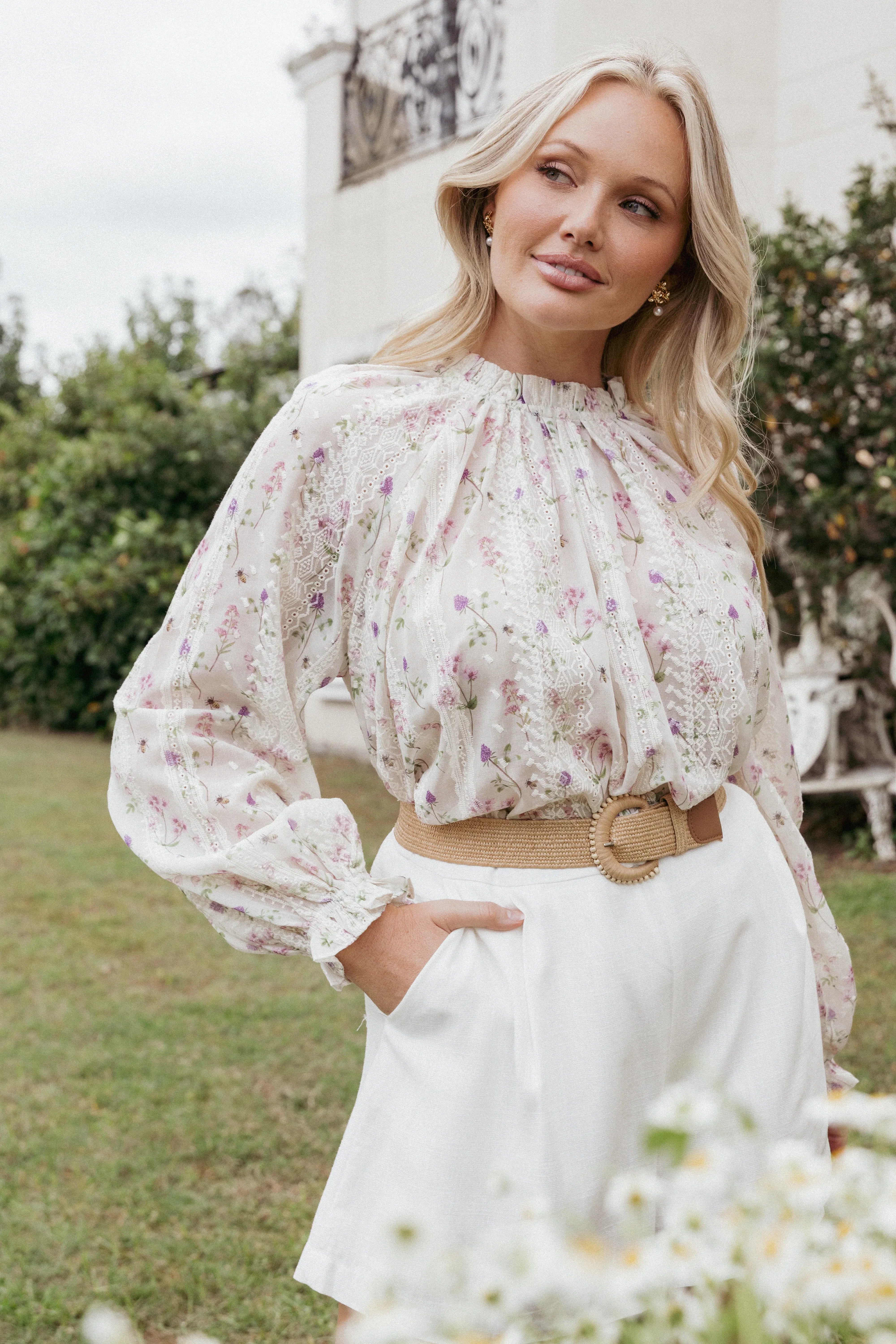 Annie Long Sleeve Top Pink Floral